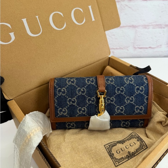 Gucci Handbags - Gucci NWT Denim Jackie 1961 Monogram Wallet on Chain